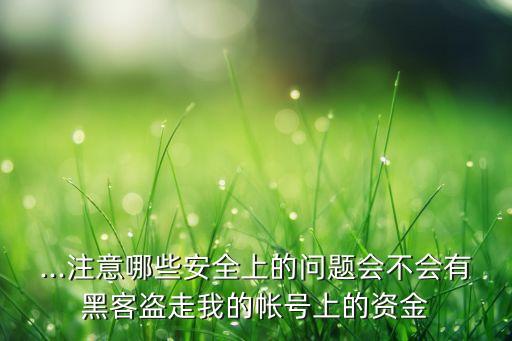 ...注意哪些安全上的問(wèn)題會(huì)不會(huì)有黑客盜走我的帳號(hào)上的資金