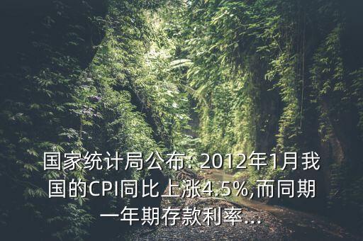 國家統(tǒng)計局公布: 2012年1月我國的CPI同比上漲4.5%,而同期一年期存款利率...