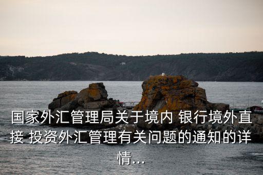 國(guó)家外匯管理局關(guān)于境內(nèi) 銀行境外直接 投資外匯管理有關(guān)問(wèn)題的通知的詳情...