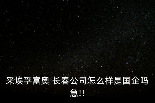 采埃孚富奧 長春公司怎么樣是國企嗎急!!