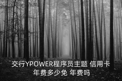 交行YPOWER程序員主題 信用卡 年費多少免 年費嗎