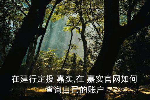 在建行定投 嘉實,在 嘉實官網(wǎng)如何查詢自己的賬戶