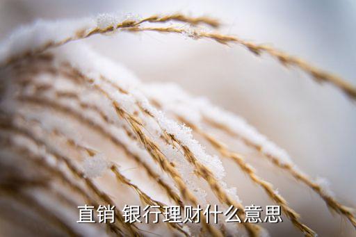  直銷 銀行理財(cái)什么意思