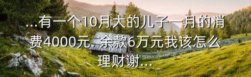 ...有一個(gè)10月大的兒子一月的消費(fèi)4000元. 余款6萬元我該怎么理財(cái)謝...