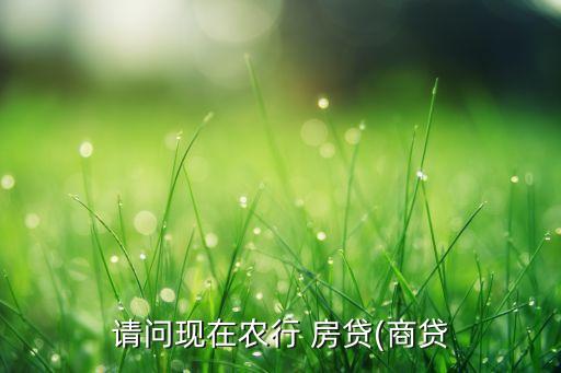 請(qǐng)問現(xiàn)在農(nóng)行 房貸(商貸