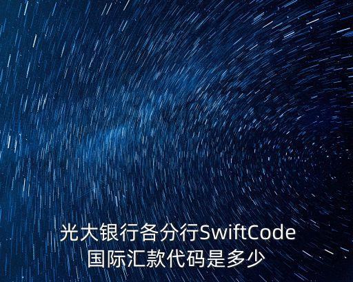  光大銀行各分行SwiftCode國際匯款代碼是多少