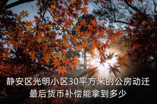 靜安區(qū)光明小區(qū)30平方米的公房動遷最后貨幣補償能拿到多少