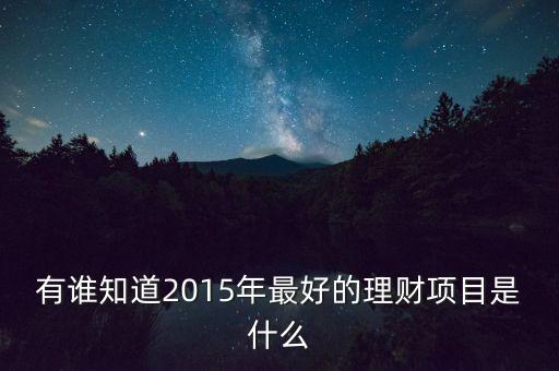 有誰(shuí)知道2015年最好的理財(cái)項(xiàng)目是什么