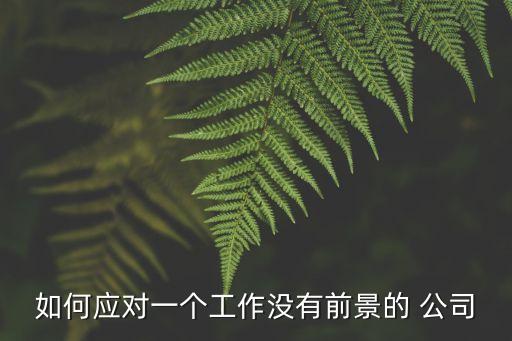 如何應(yīng)對一個工作沒有前景的 公司