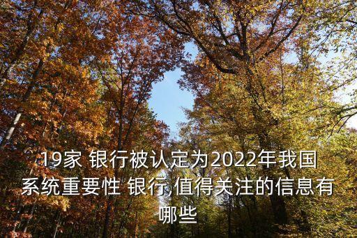 19家 銀行被認(rèn)定為2022年我國(guó)系統(tǒng)重要性 銀行,值得關(guān)注的信息有哪些