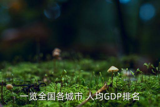 一覽全國各城市 人均GDP排名