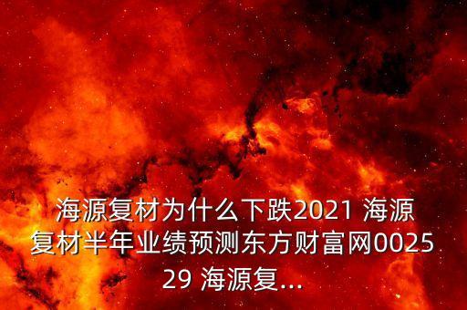  海源復(fù)材為什么下跌2021 海源復(fù)材半年業(yè)績預(yù)測東方財富網(wǎng)002529 海源復(fù)...