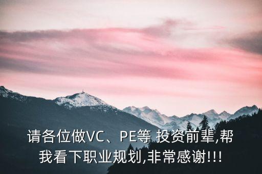 請(qǐng)各位做VC、PE等 投資前輩,幫我看下職業(yè)規(guī)劃,非常感謝!!!