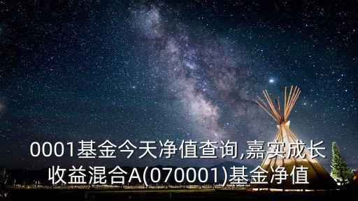 070001基金今天凈值查詢,嘉實成長收益混合A(070001)基金凈值