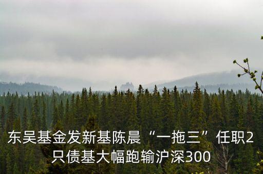 東吳基金發(fā)新基陳晨“一拖三”任職2只債基大幅跑輸滬深300