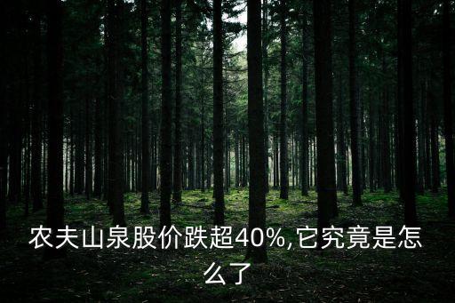 農(nóng)夫山泉股價跌超40%,它究竟是怎么了