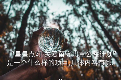 “星星點燈·關(guān)愛留守兒童公益計劃”是一個什么樣的項目,具體內(nèi)容有哪...