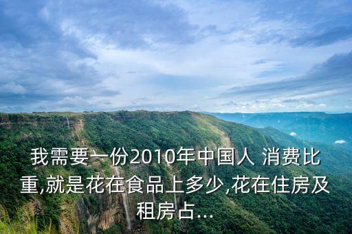 我需要一份2010年中國人 消費比重,就是花在食品上多少,花在住房及租房占...