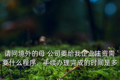 請問境外的母 公司要給我企業(yè)注資需要什么程序、手續(xù)辦理完成的時間是多...