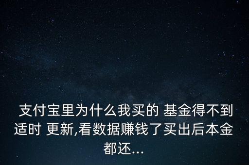  支付寶里為什么我買的 基金得不到適時 更新,看數(shù)據(jù)賺錢了買出后本金都還...