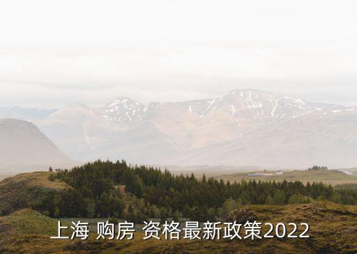  上海 購房 資格最新政策2022