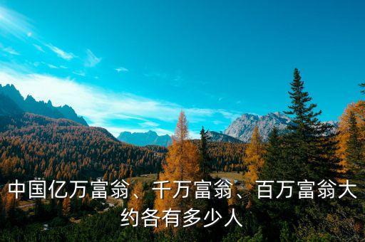 中國(guó)億萬富翁、千萬富翁、百萬富翁大約各有多少人