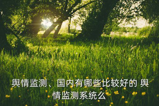  輿情監(jiān)測、國內(nèi)有哪些比較好的 輿情監(jiān)測系統(tǒng)么