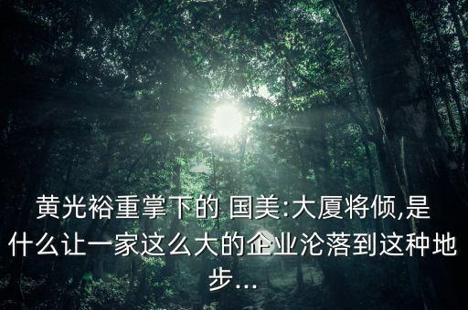 黃光裕重掌下的 國(guó)美:大廈將傾,是什么讓一家這么大的企業(yè)淪落到這種地步...