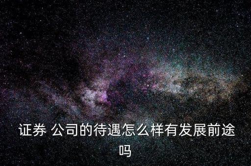  證券 公司的待遇怎么樣有發(fā)展前途嗎