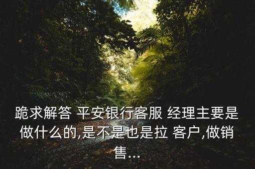 跪求解答 平安銀行客服 經(jīng)理主要是做什么的,是不是也是拉 客戶(hù),做銷(xiāo)售...