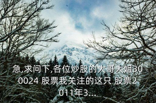 急,求問下,各位炒股的大哥大姐300024 股票我關(guān)注的這只 股票2011年3...