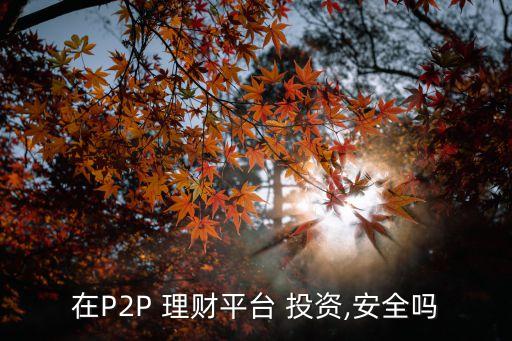 在P2P 理財(cái)平臺 投資,安全嗎