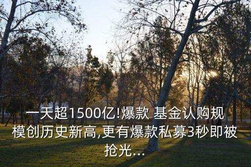 一天超1500億!爆款 基金認(rèn)購規(guī)模創(chuàng)歷史新高,更有爆款私募3秒即被搶光...