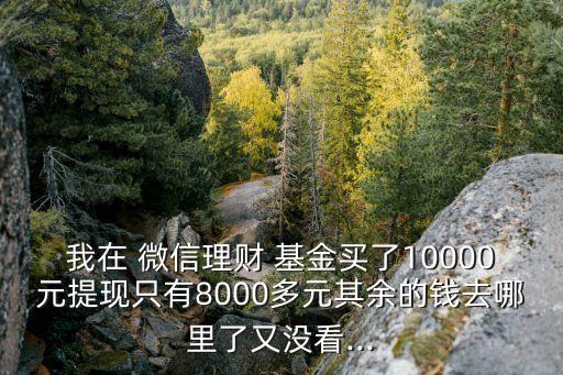 我在 微信理財(cái) 基金買了10000元提現(xiàn)只有8000多元其余的錢去哪里了又沒看...