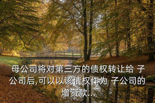  母公司將對(duì)第三方的債權(quán)轉(zhuǎn)讓給 子公司后,可以以該債權(quán)作為 子公司的 增資款...