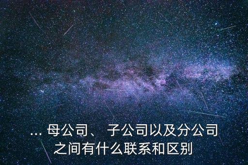 ... 母公司、 子公司以及分公司之間有什么聯(lián)系和區(qū)別