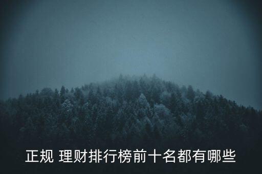 正規(guī) 理財排行榜前十名都有哪些