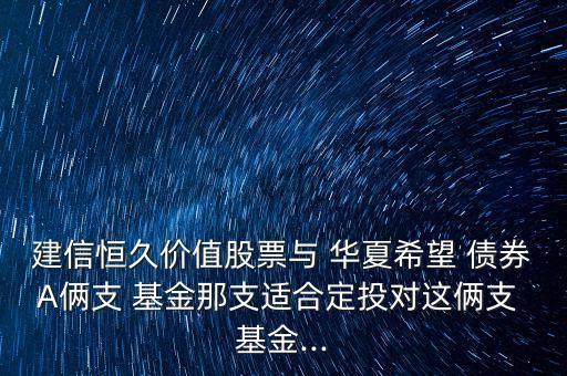 建信恒久價值股票與 華夏希望 債券A倆支 基金那支適合定投對這倆支 基金...