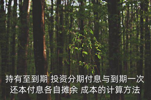 持有至到期 投資分期付息與到期一次還本付息各自攤余 成本的計(jì)算方法