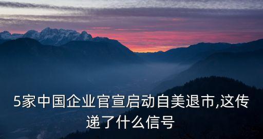 5家中國企業(yè)官宣啟動自美退市,這傳遞了什么信號