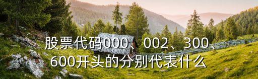  股票代碼000、002、300、600開頭的分別代表什么