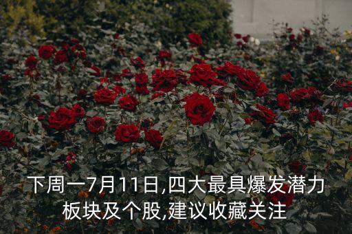 下周一7月11日,四大最具爆發(fā)潛力板塊及個股,建議收藏關注