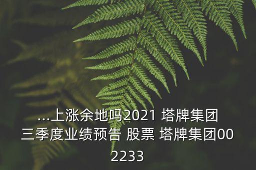 ...上漲余地嗎2021 塔牌集團(tuán)三季度業(yè)績(jī)預(yù)告 股票 塔牌集團(tuán)002233