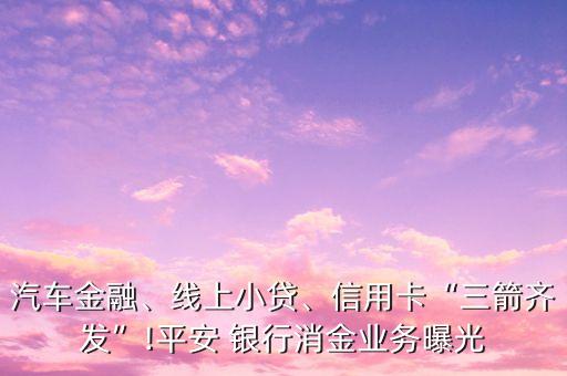 汽車金融、線上小貸、信用卡“三箭齊發(fā)”!平安 銀行消金業(yè)務(wù)曝光