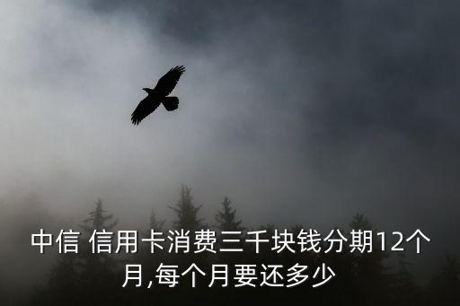 中信 信用卡消費(fèi)三千塊錢分期12個(gè)月,每個(gè)月要還多少