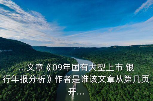 ...文章《09年國(guó)有大型上市 銀行年報(bào)分析》作者是誰(shuí)該文章從第幾頁(yè)開(kāi)...