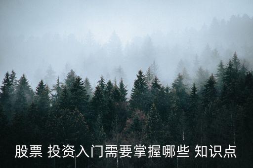 股票 投資入門需要掌握哪些 知識點(diǎn)