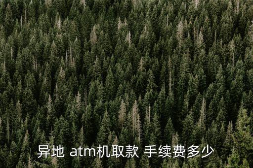 異地 atm機取款 手續(xù)費多少