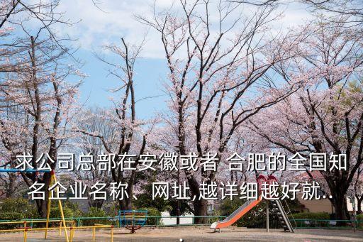 求公司總部在安徽或者 合肥的全國(guó)知名企業(yè)名稱、網(wǎng)址,越詳細(xì)越好就...