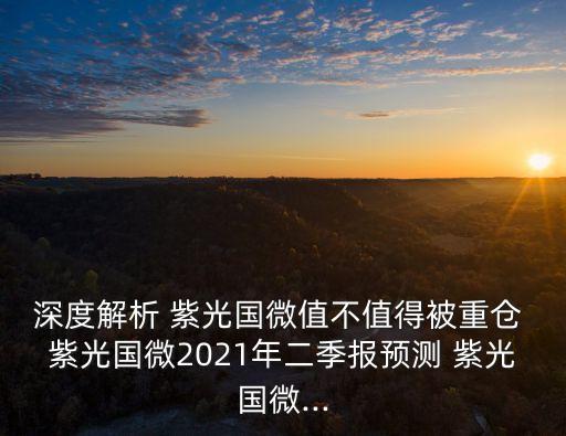 深度解析 紫光國微值不值得被重倉 紫光國微2021年二季報預測 紫光國微...